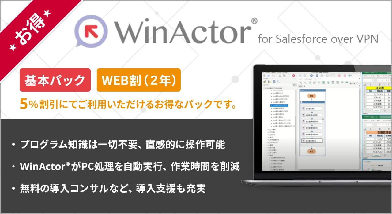 WinActor® for Salesforce over VPN　基本パック WEB割（２年）